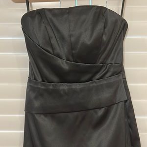 WHBM Black satin strapless dress 0